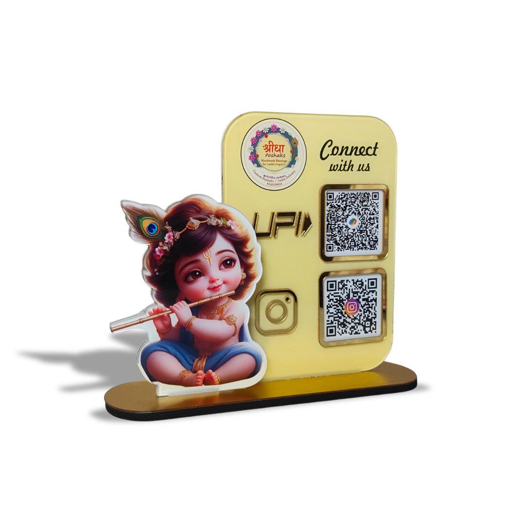 Krishna Ji Cutout Smart NFC 2QR Standee - For Laddu Gopal Clothes Store
