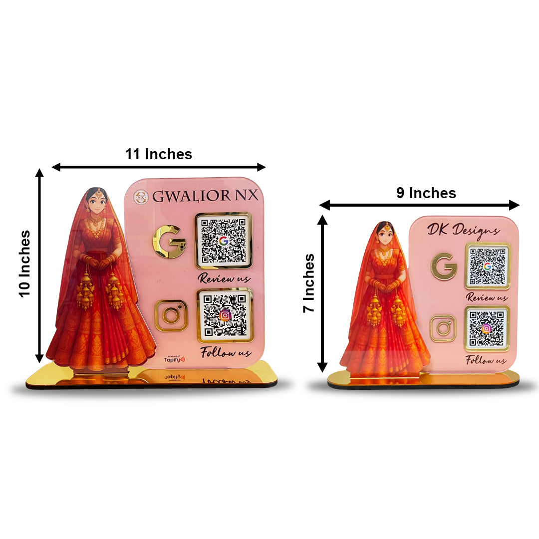 Bridal Cutout Smart NFC 2QR Standee - For Beauty Parlour & Garment Shop ( Big Size )