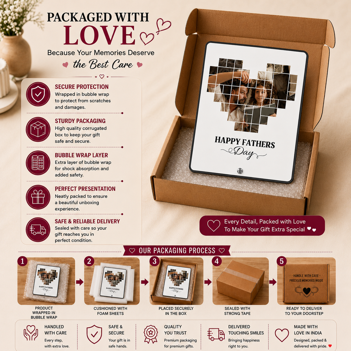 Custom Heart Collage Acrylic Photo Plaque for Dad