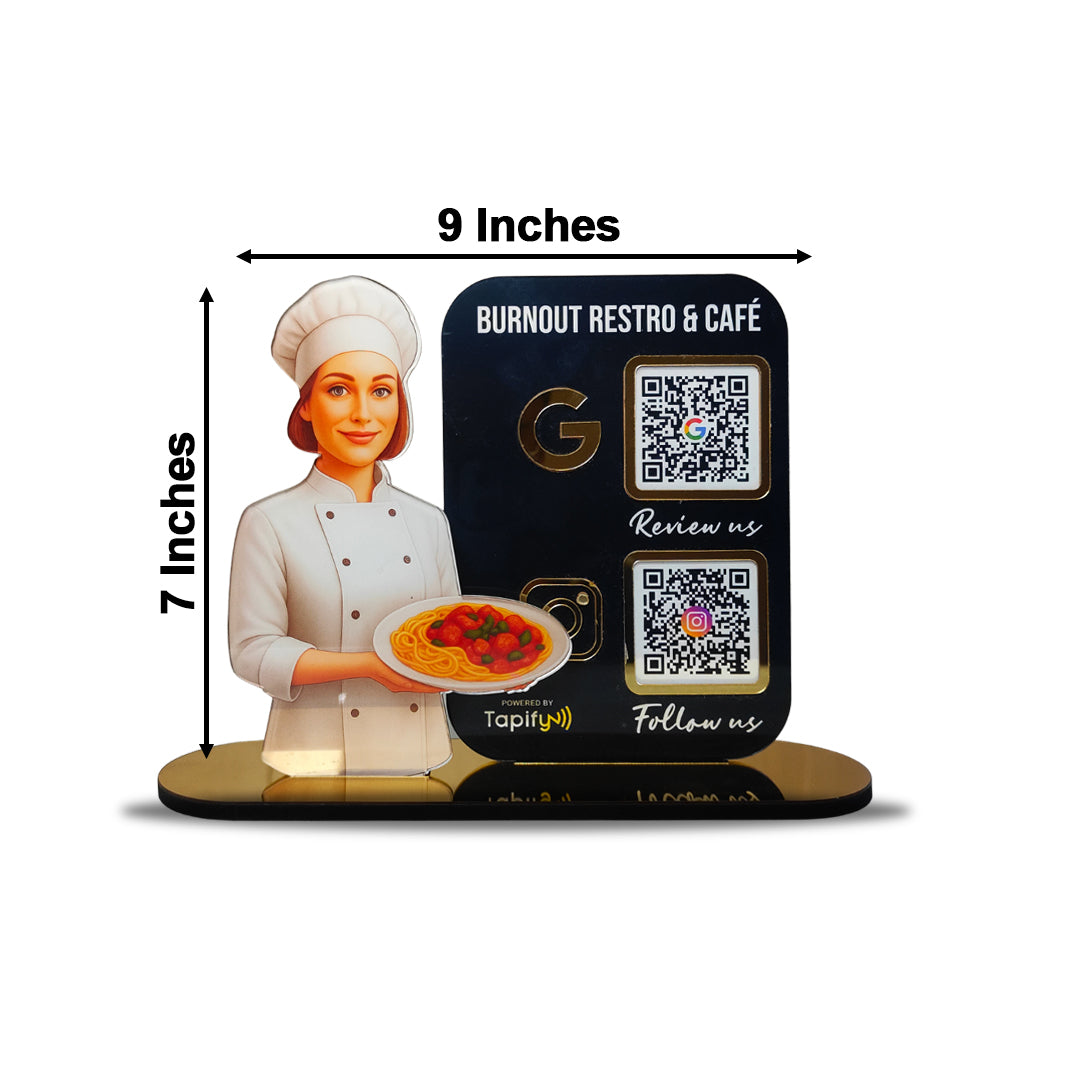 Chef Cutout Smart NFC 2QR Standee - For Restaurant