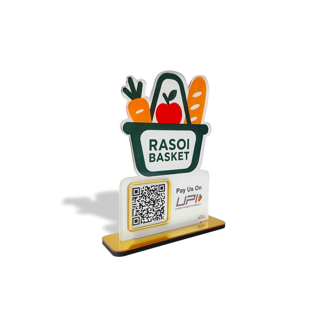 Basket Shaped - Smart NFC 1 QR Table Top Standee