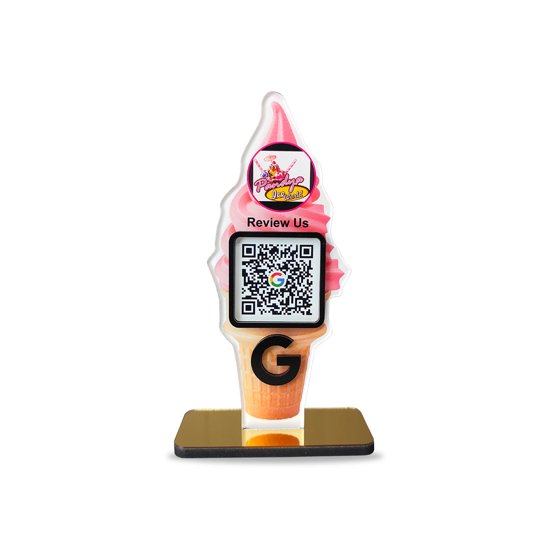 Ice Cream Shaped Smart NFC 1 QR Standee - For Ice Cream Shops