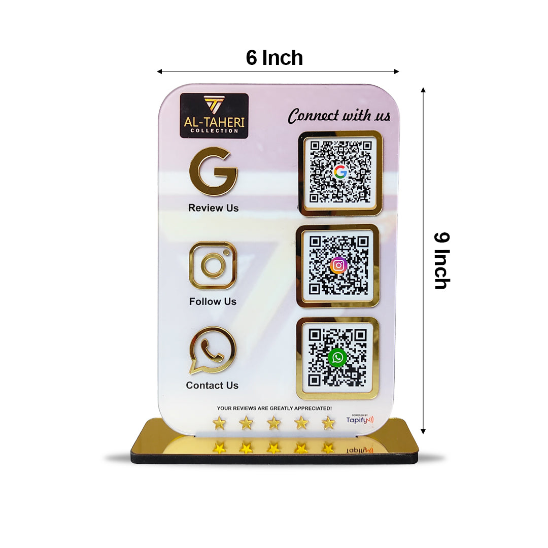 Smart NFC 3-in-1 Standee | Logo Background | Portrait Style