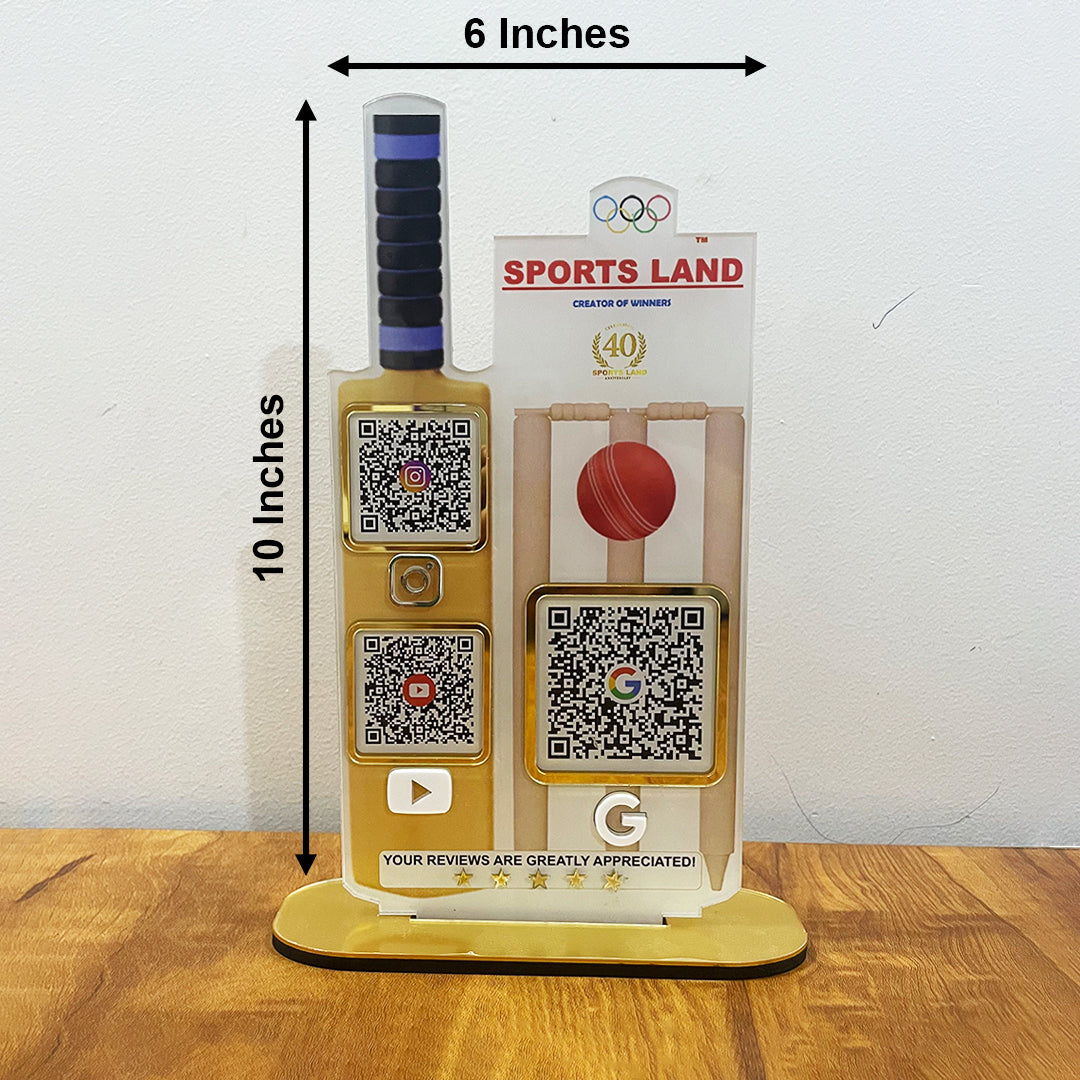 Cricket bat & Stump Shaped 3 in 1 Smart NFC Standee
