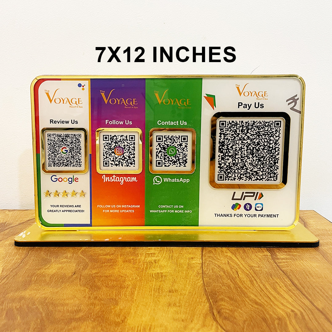 Premium Smart NFC 4QR Table Top Standee Google, Instagram , Whatsapp with Big UPI