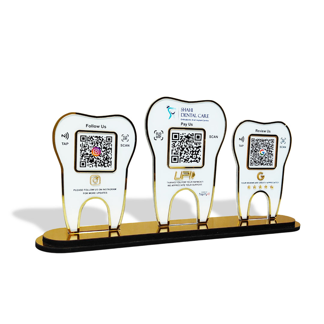 Tooth Shaped - Smart NFC 3-in-1 Tabletop Standee | For Dentist