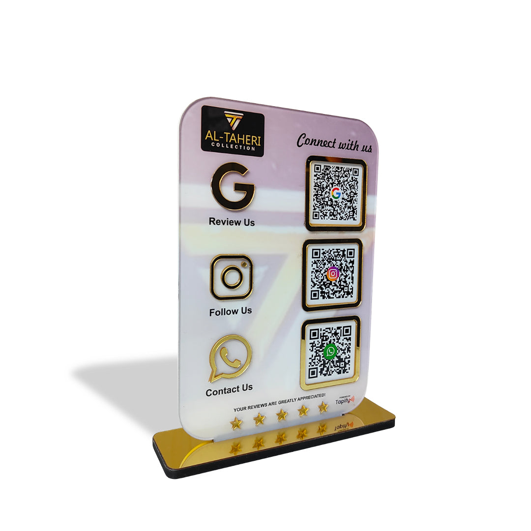 Smart NFC 3-in-1 Standee | Logo Background | Portrait Style