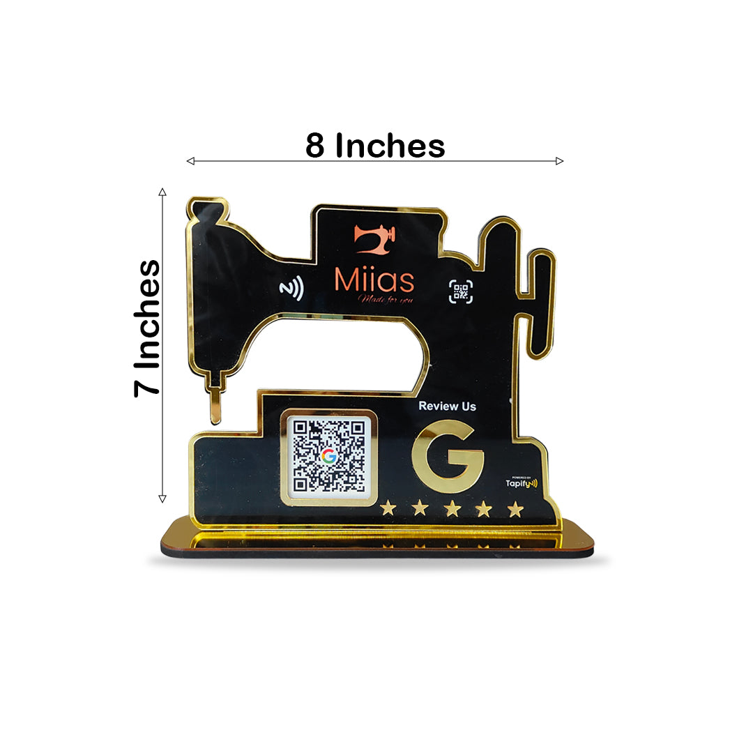 Sewing Machine Shaped - Smart NFC Standee with - Google Review QR