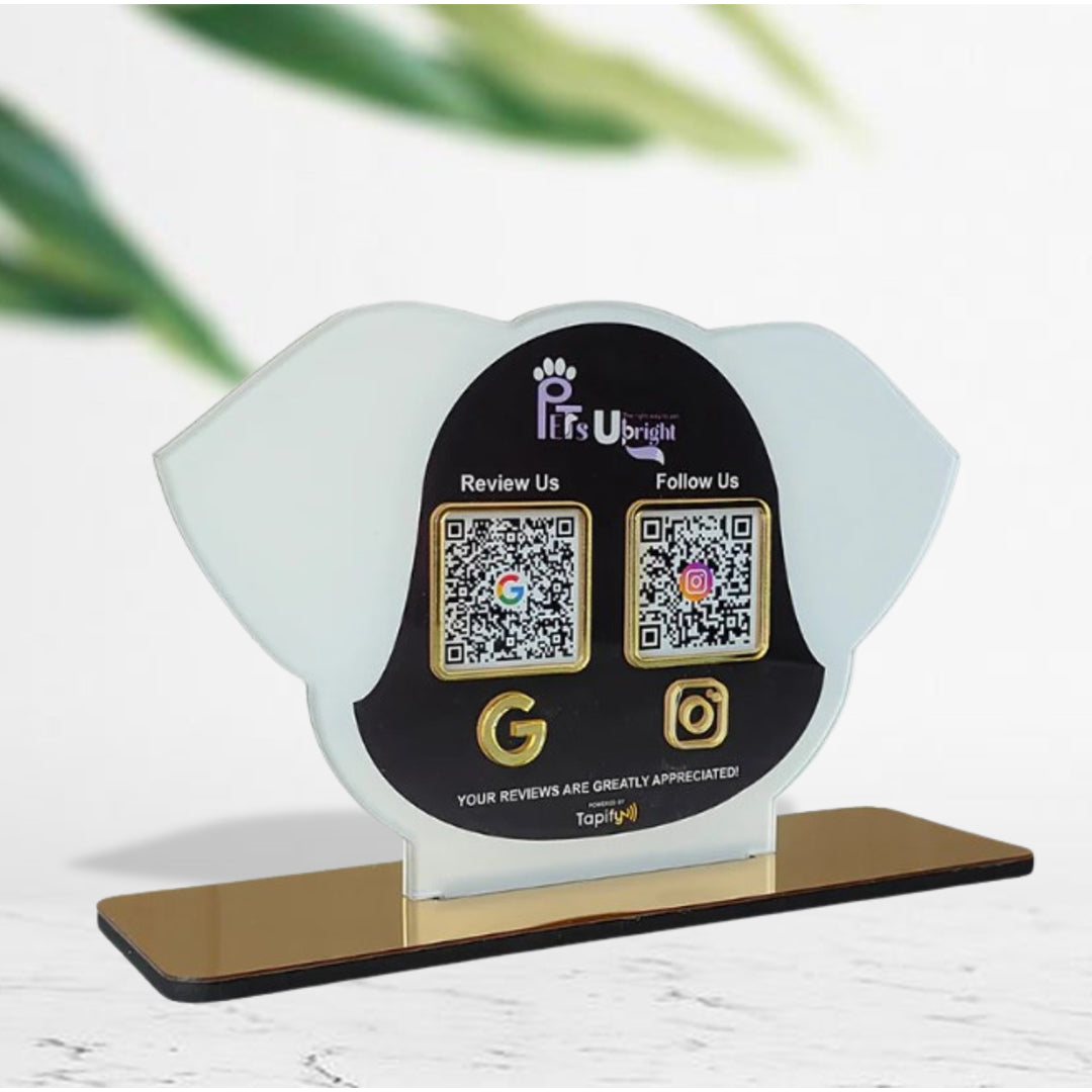 Pet Face Shape - Smart NFC 2-in-1 Table Top Standee - Black & White