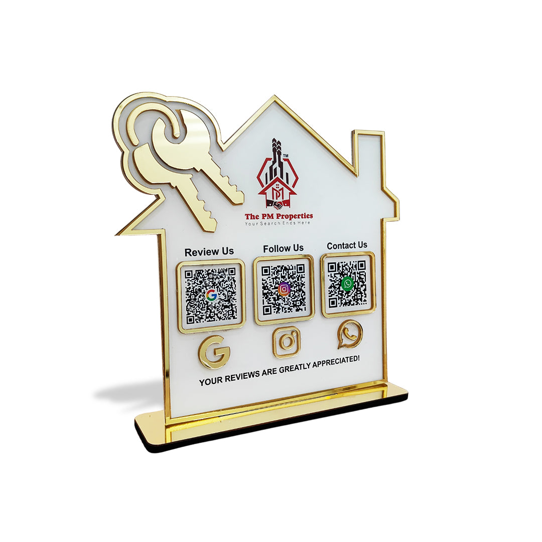 Home and Key Shaped - Premium Smart NFC 3-in-1 Standee - Icon Edition for Real Estate