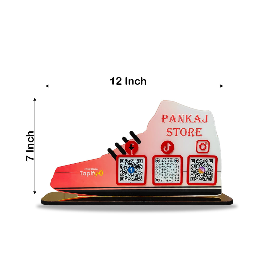 Shoe Shaped - Smart NFC 3-in-1 Tabletop Standee - With Gradient Background
