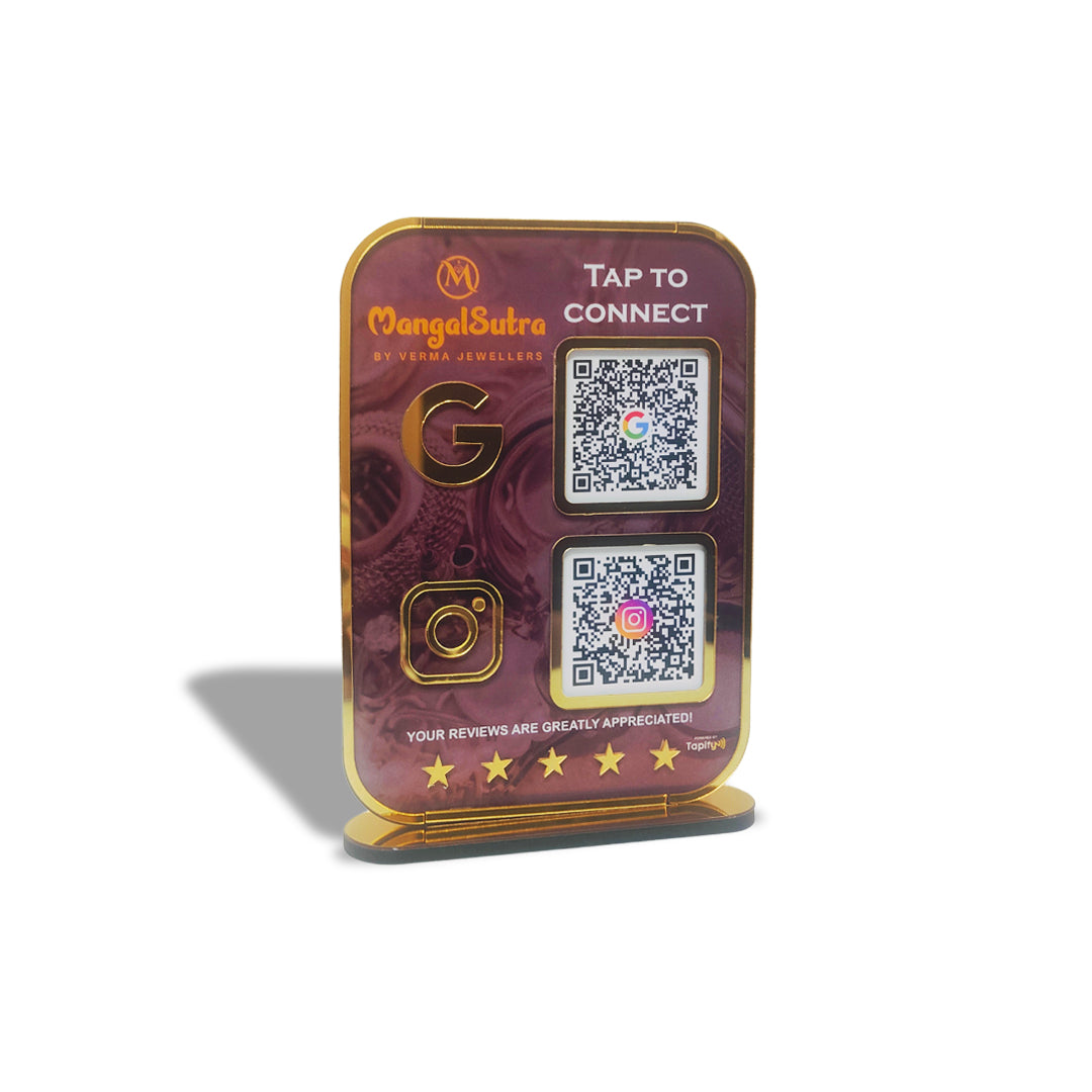 Premium Smart NFC 2-in-1 Table Top Standee | Portrait Style | Jewelry Background Edition