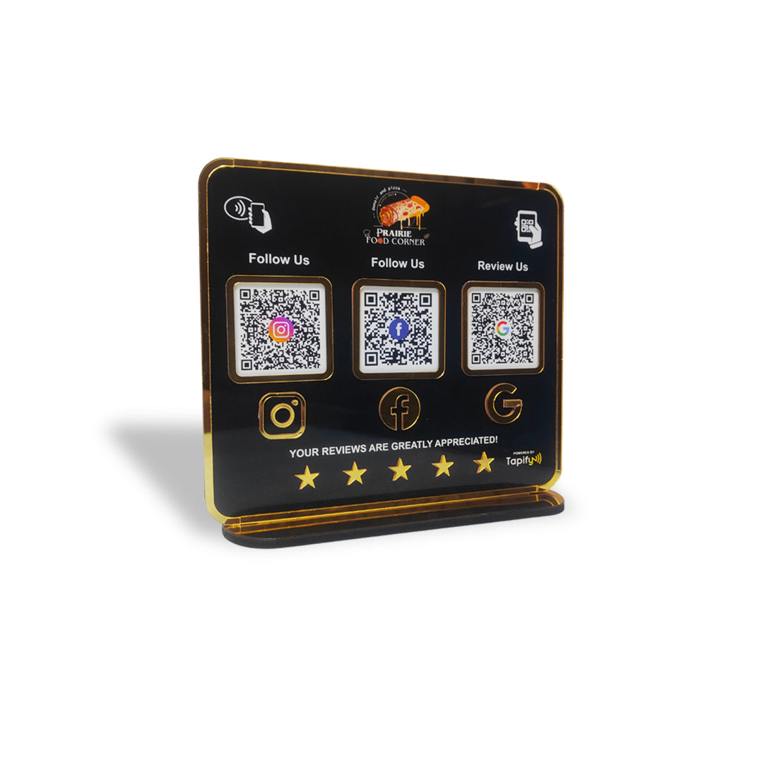 Premium Smart NFC 3-in-1 Table Top Standee | Black Colour