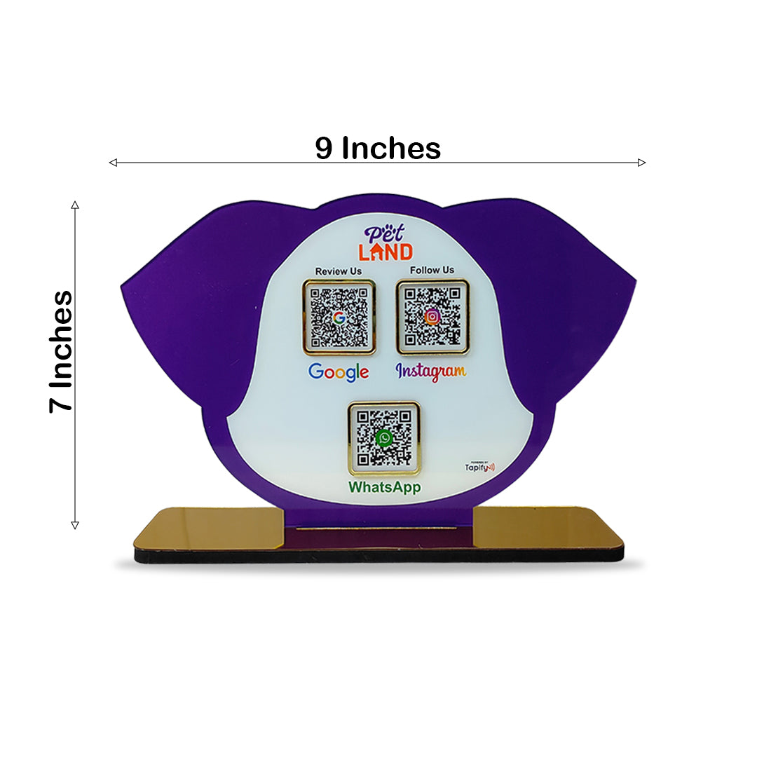 Pet Face Shaped Smart NFC 3-in-1 Tabletop Standee - Blue
