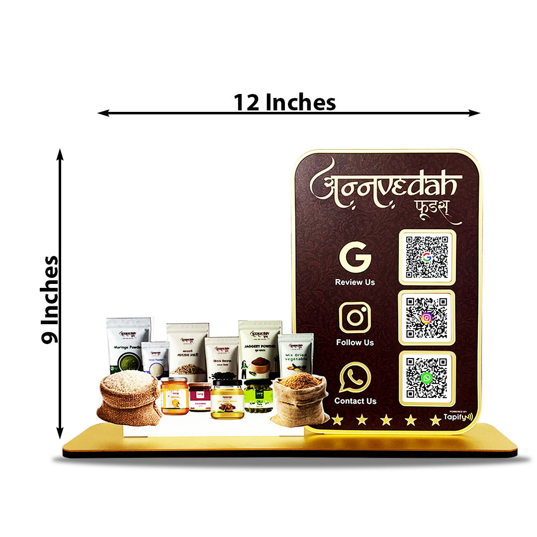 Grocery & Spices Cutout Shaped 3QR Table Top Smart NFC Standee