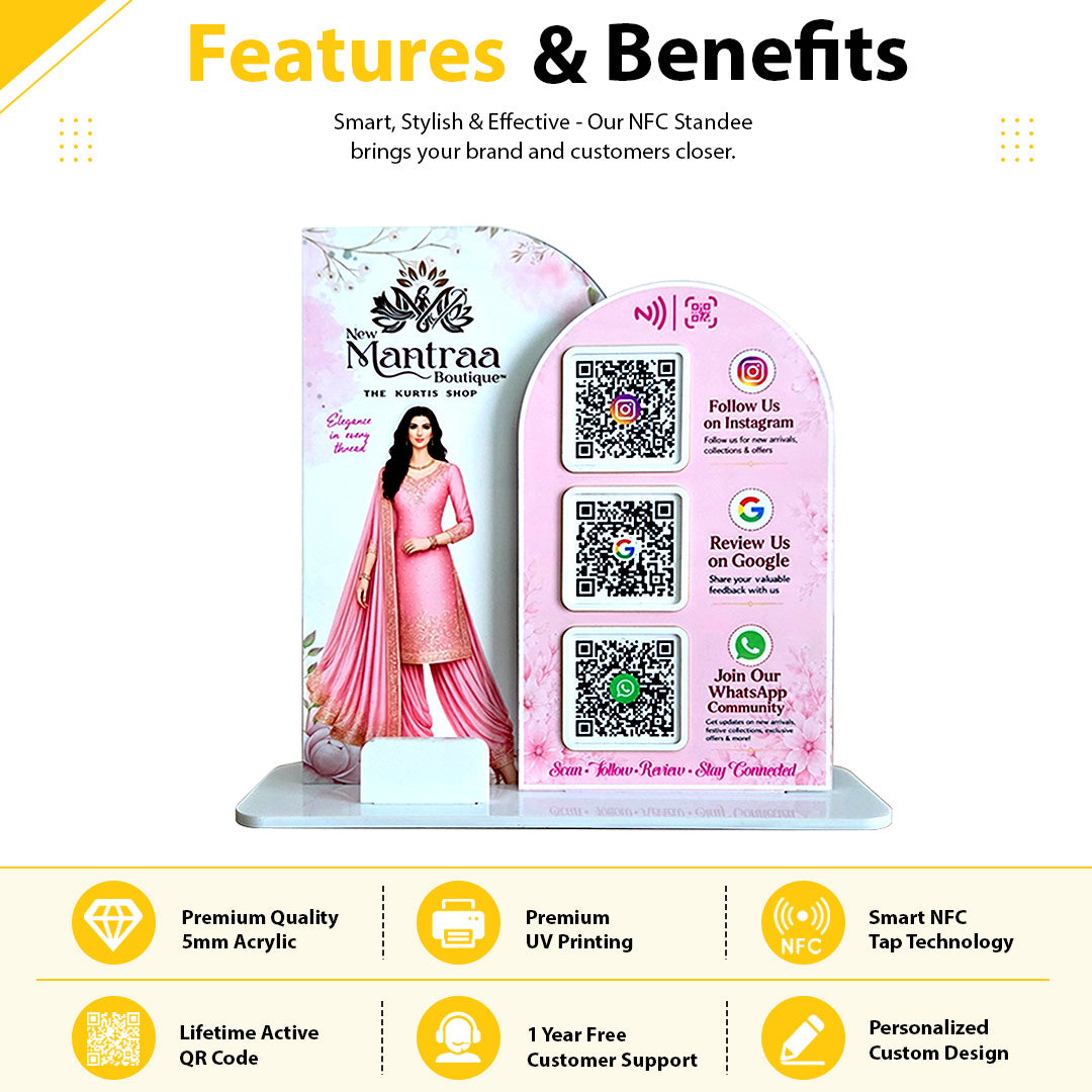 Premium Arch Shaped Smart NFC 3-in-1 in Cutout ( With card Holder ) - Background Edition