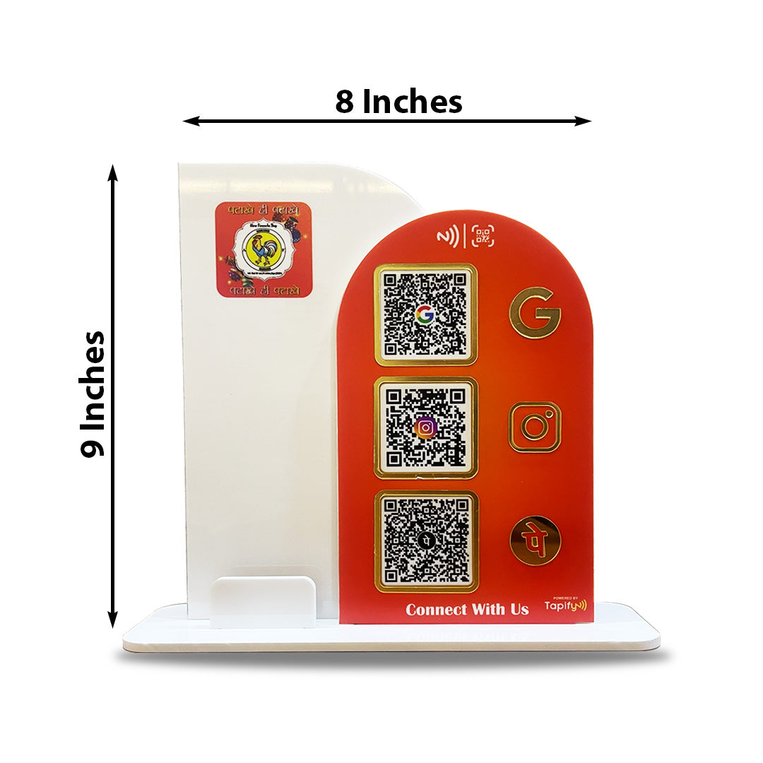 Premium Arch Shaped Smart NFC 3-in-1 in Cutout ( With card Holder ) White & Red Theme