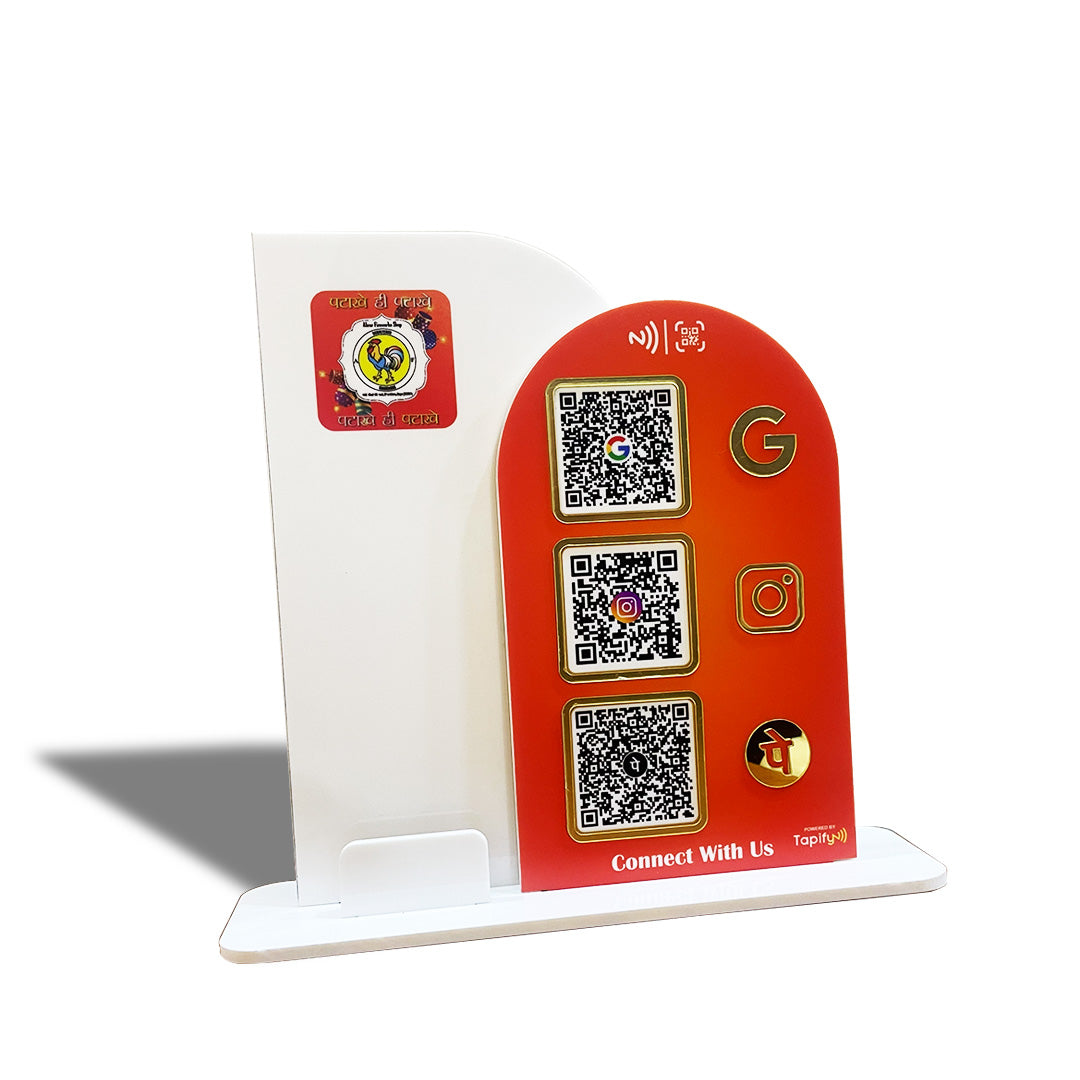 Premium Arch Shaped Smart NFC 3-in-1 in Cutout ( With card Holder ) White & Red Theme