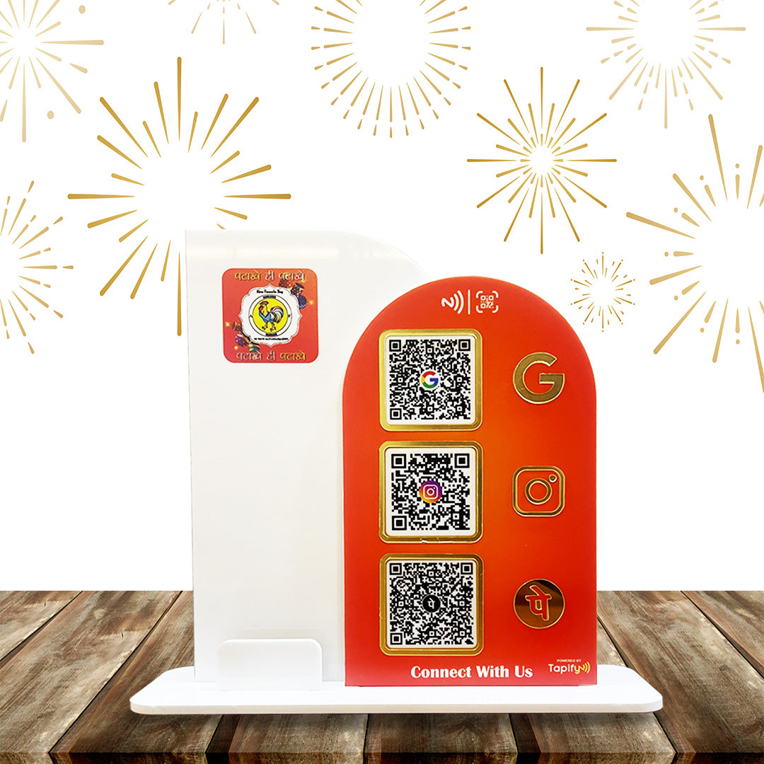 Premium Arch Shaped Smart NFC 3-in-1 in Cutout ( With card Holder ) White & Red Theme