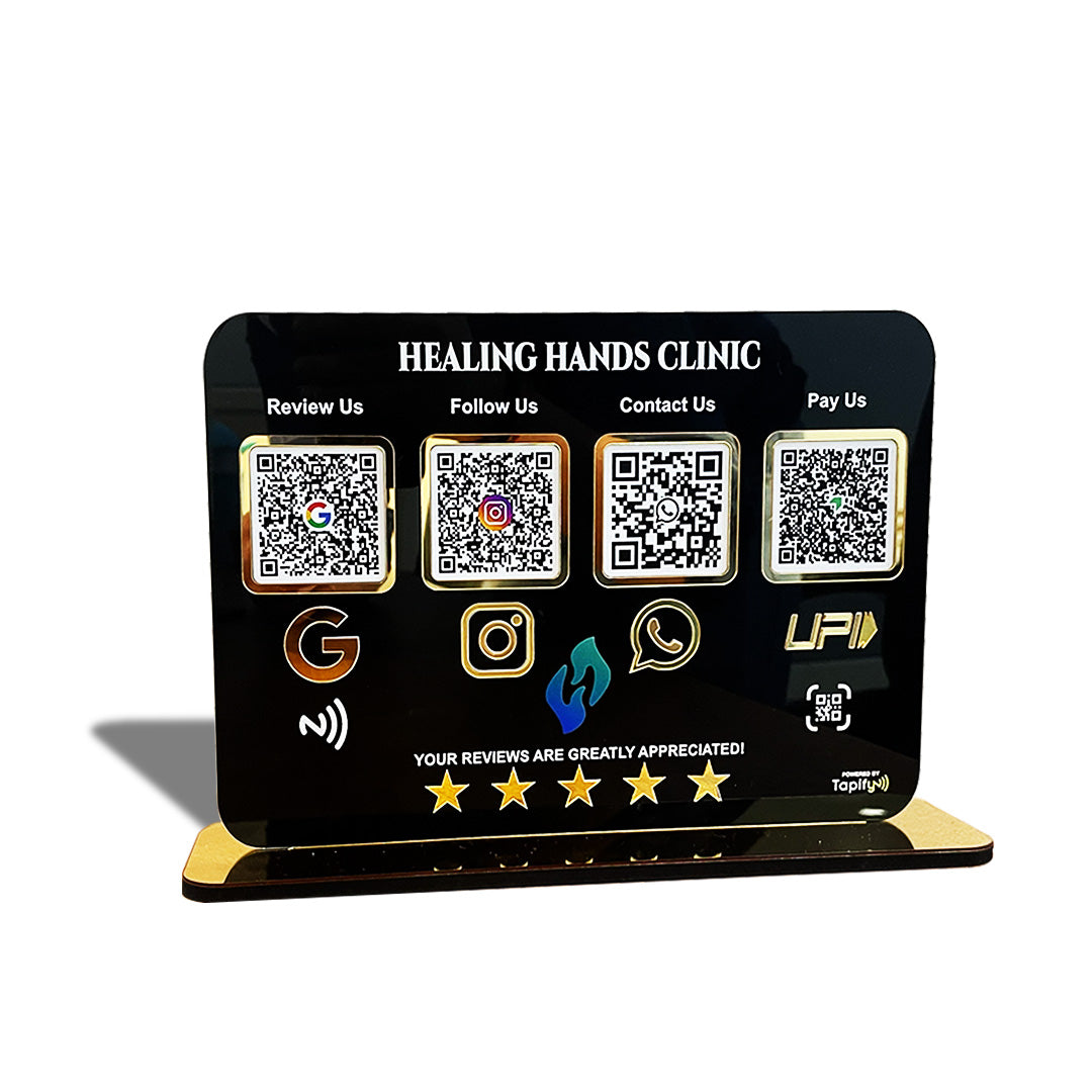 Smart NFC 4-in-1 Table Top Standee - Landscape Edition | Black Colour