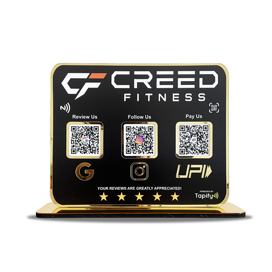 Premium Smart NFC 3-in-1 Table Top Standee | For Gym Fitness - Black Colour