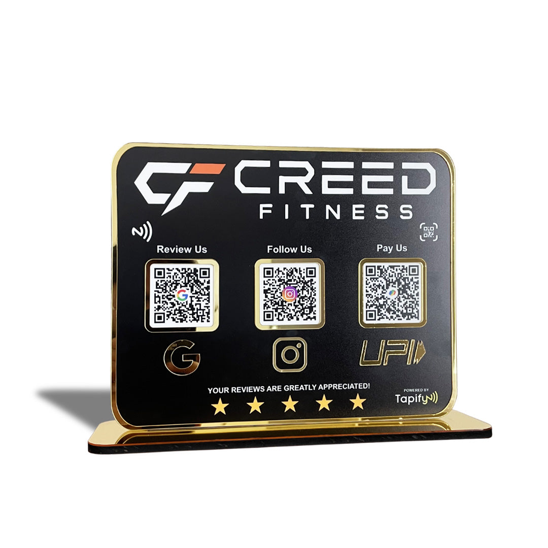 Premium Smart NFC 3-in-1 Table Top Standee | For Gym Fitness - Black Colour