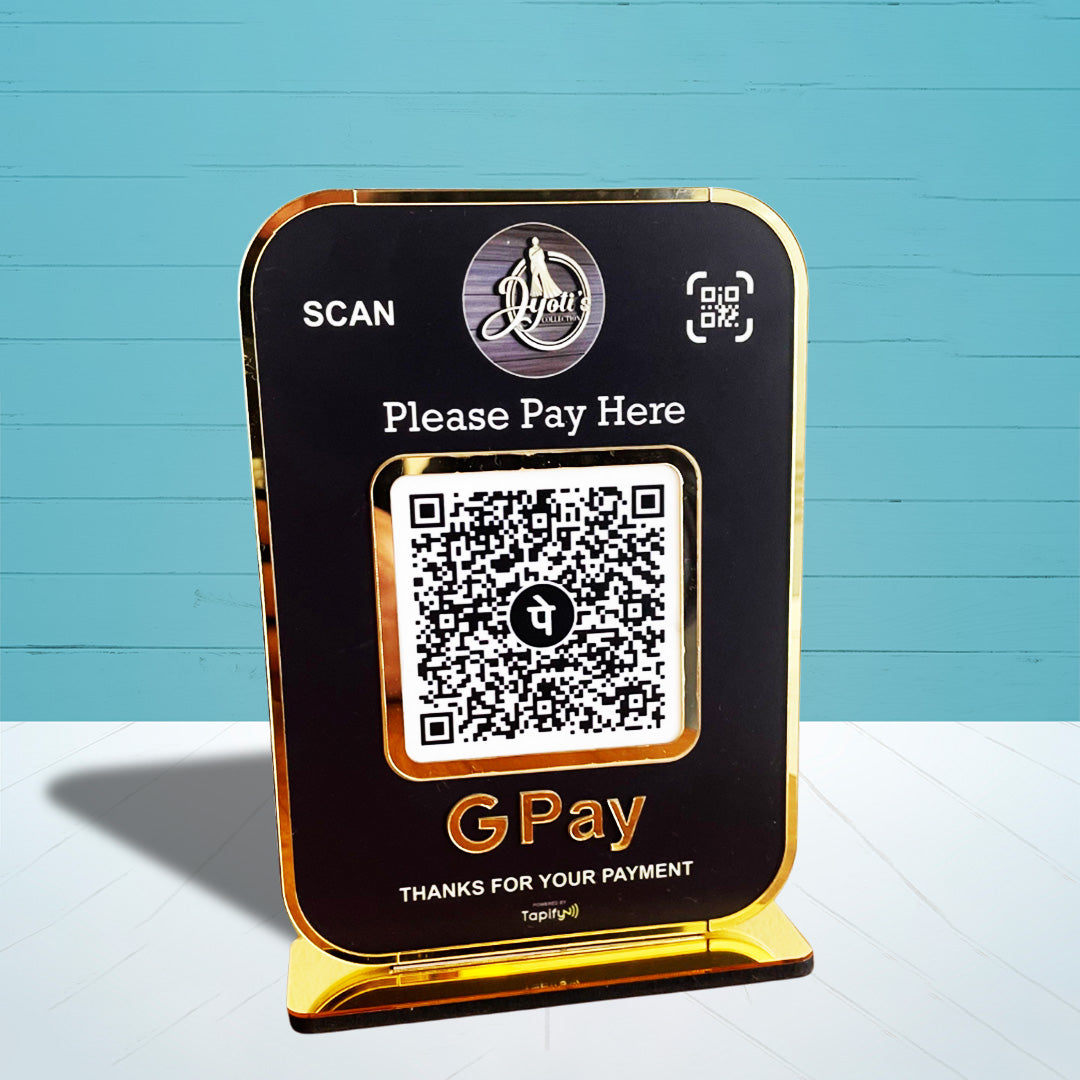 Premium Big Size Smart NFC 1 QR Table Top Standee | Black Colour