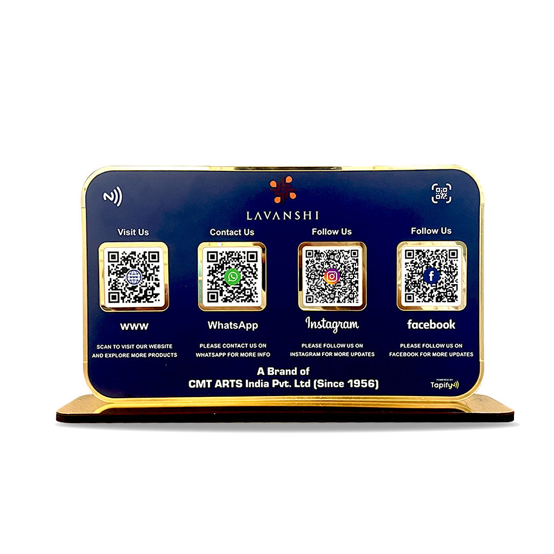 Premium Smart NFC 4-in-1 Table Top Standee - Blue Colour