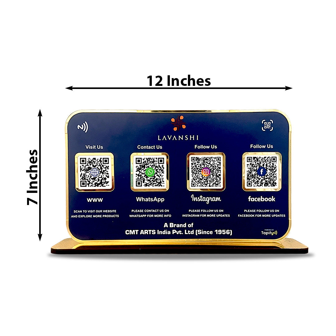 Premium Smart NFC 4-in-1 Table Top Standee - Blue Colour