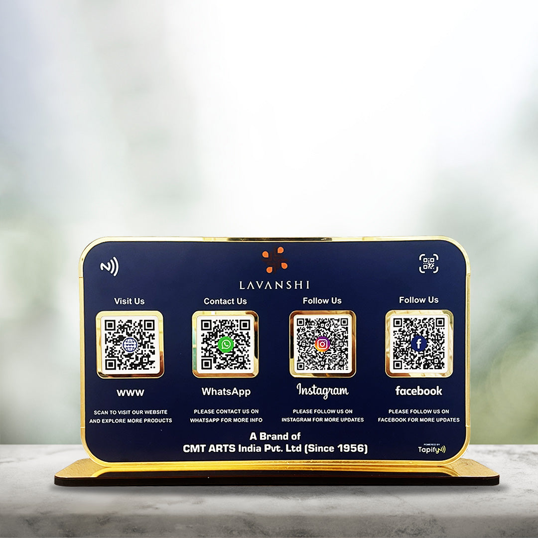 Premium Smart NFC 4-in-1 Table Top Standee - Blue Colour