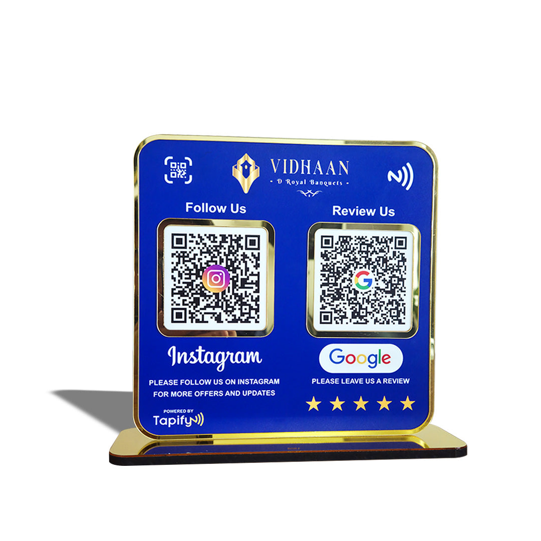 Premium Smart NFC 2-in-1 Table Top Standee - Blue Colour