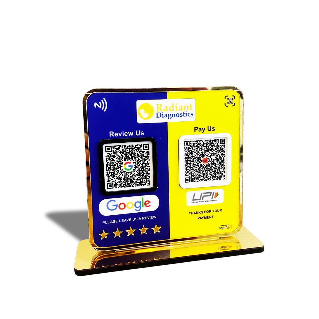 Smart NFC 2-in-1 Premium Standee – Google & UPI Theme