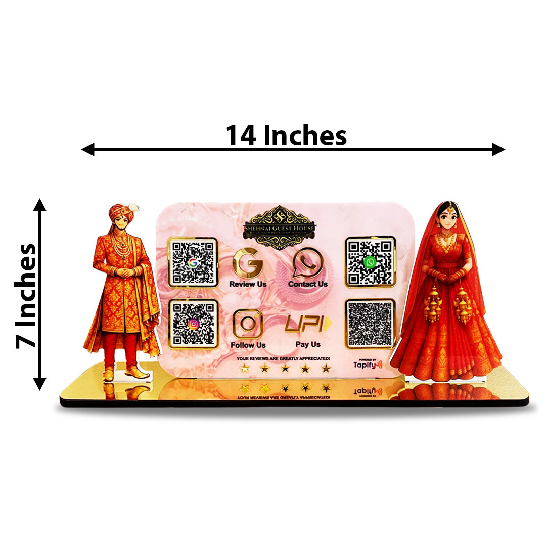 Bride & Groom Cutout Shape - Smart NFC 4 QR Table Top Standee