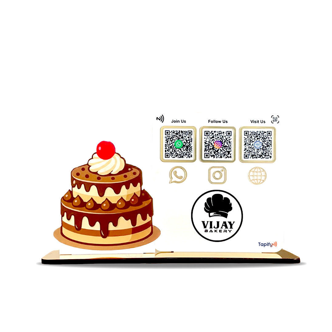 Cake Cutout Shaped Smart NFC 3-in-1 Table Top Standee-II