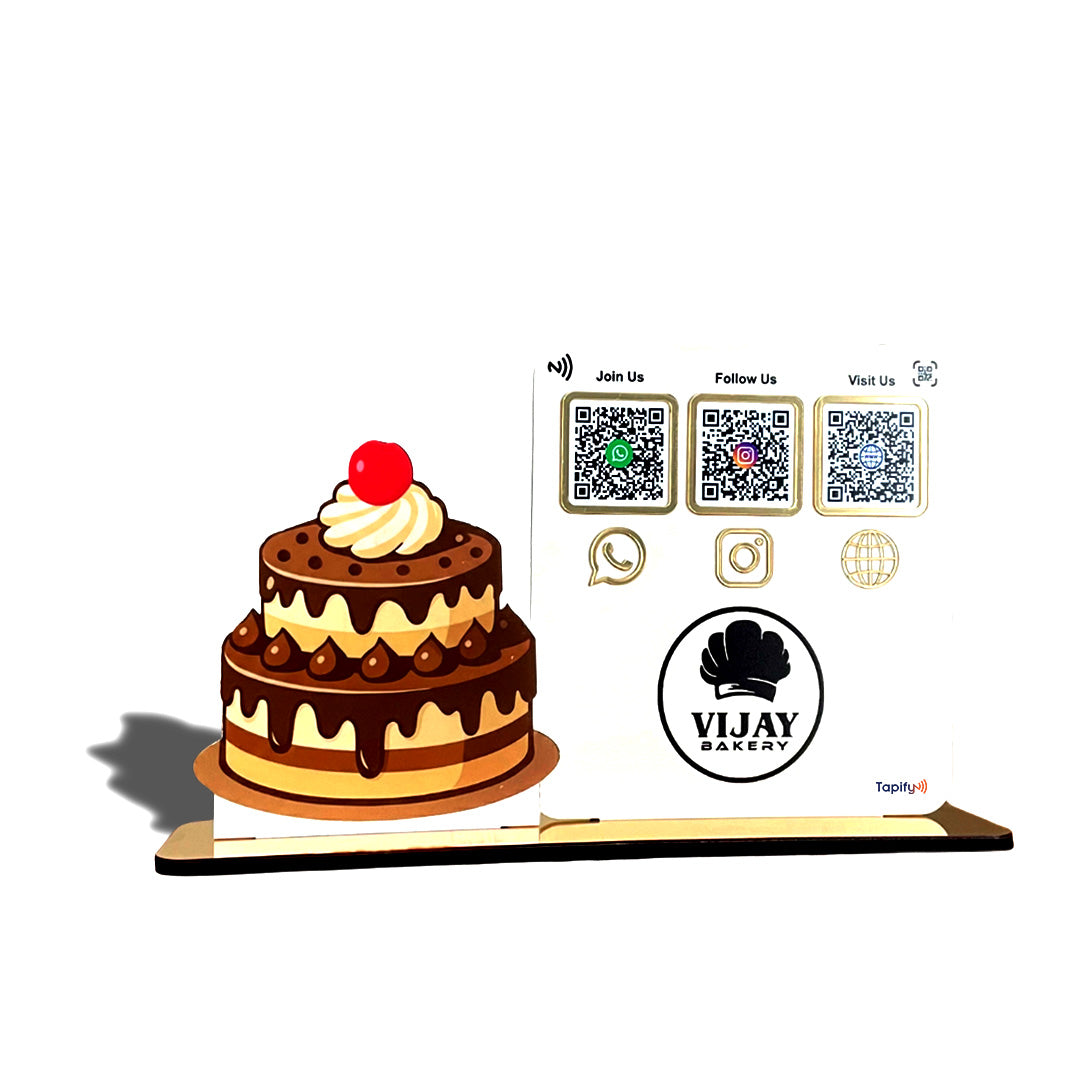 Cake Cutout Shaped Smart NFC 3-in-1 Table Top Standee-II