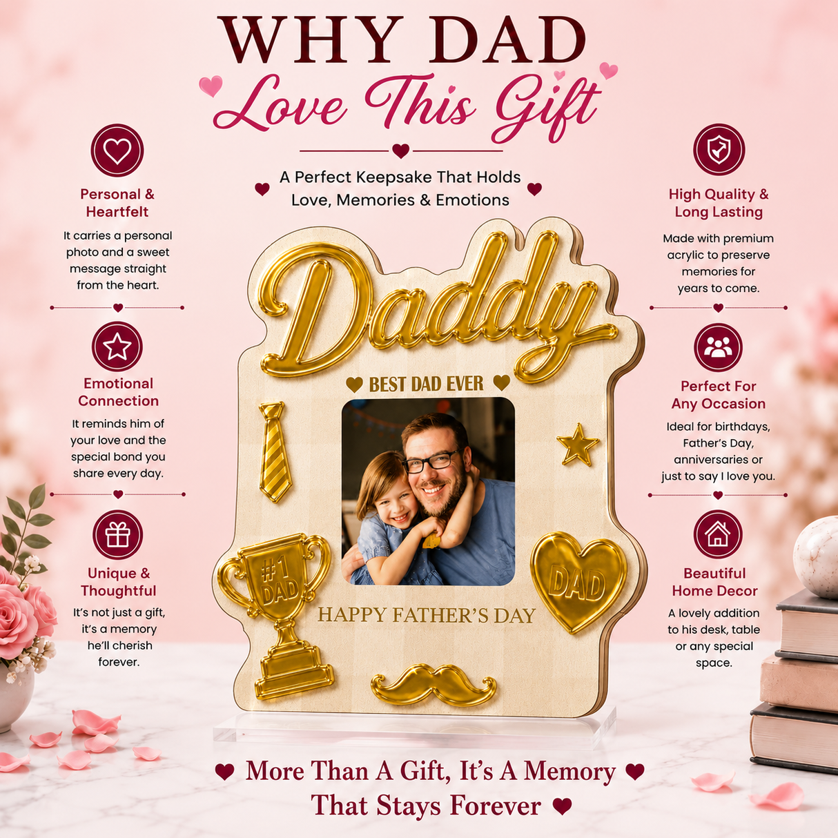 Best Dad Ever Personalized Photo Standee Decoration