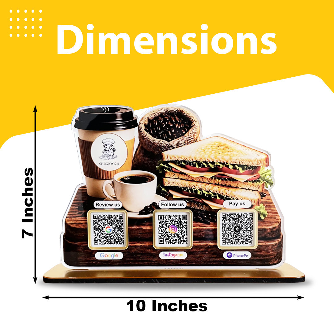 Coffee & Sandwich Shaped - Smart NFC 3-in-1 Tabletop Standee