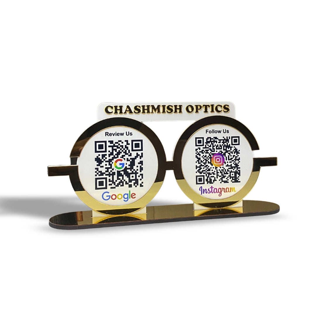 Spectacle Shaped Smart NFC 2-in-1 Table Top Standee for Optical Business