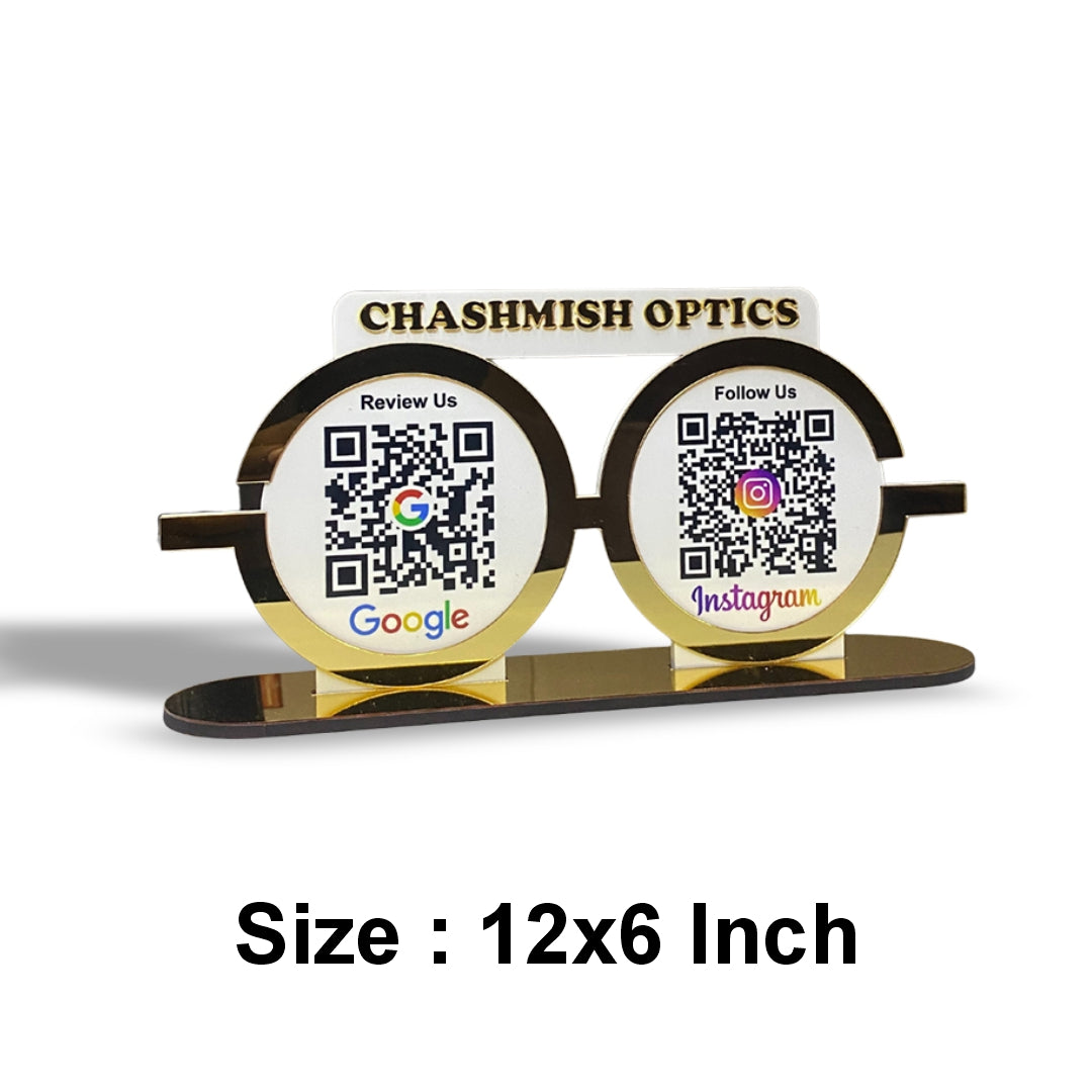 Spectacle Shaped Smart NFC 2-in-1 Table Top Standee for Optical Business