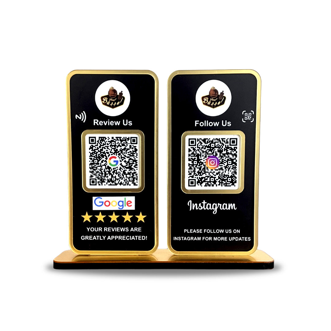 New Premium |Social Media Theme Edition | 2 in 1 Smart NFC Standee For - Google and Instagram - Black Theme