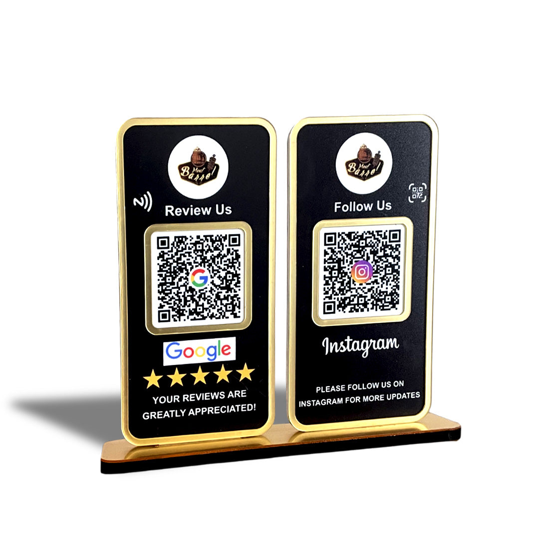 New Premium |Social Media Theme Edition | 2 in 1 Smart NFC Standee For - Google and Instagram - Black Theme