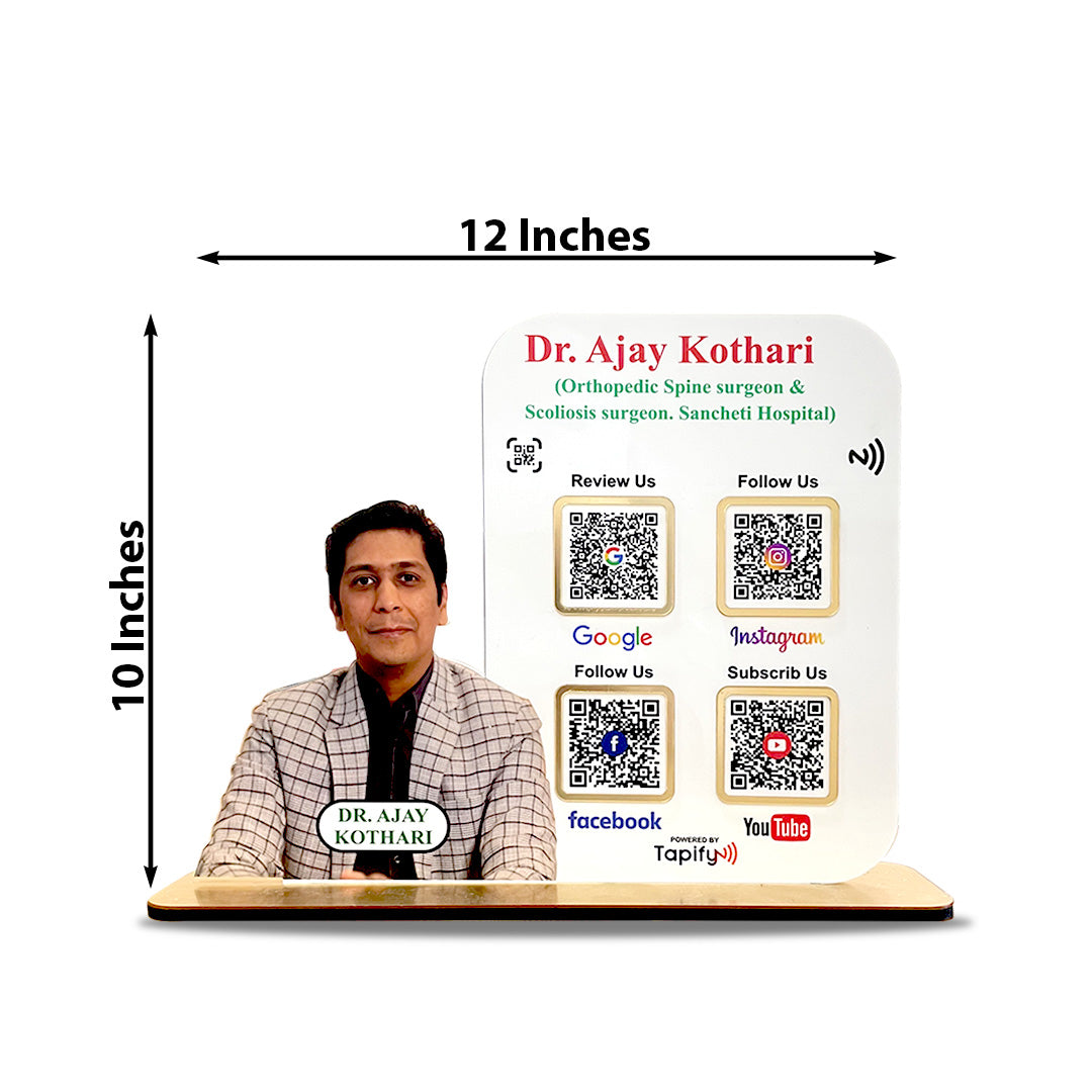 Doctor Cutout Shape - Smart NFC - 4 QR Table Top Standee