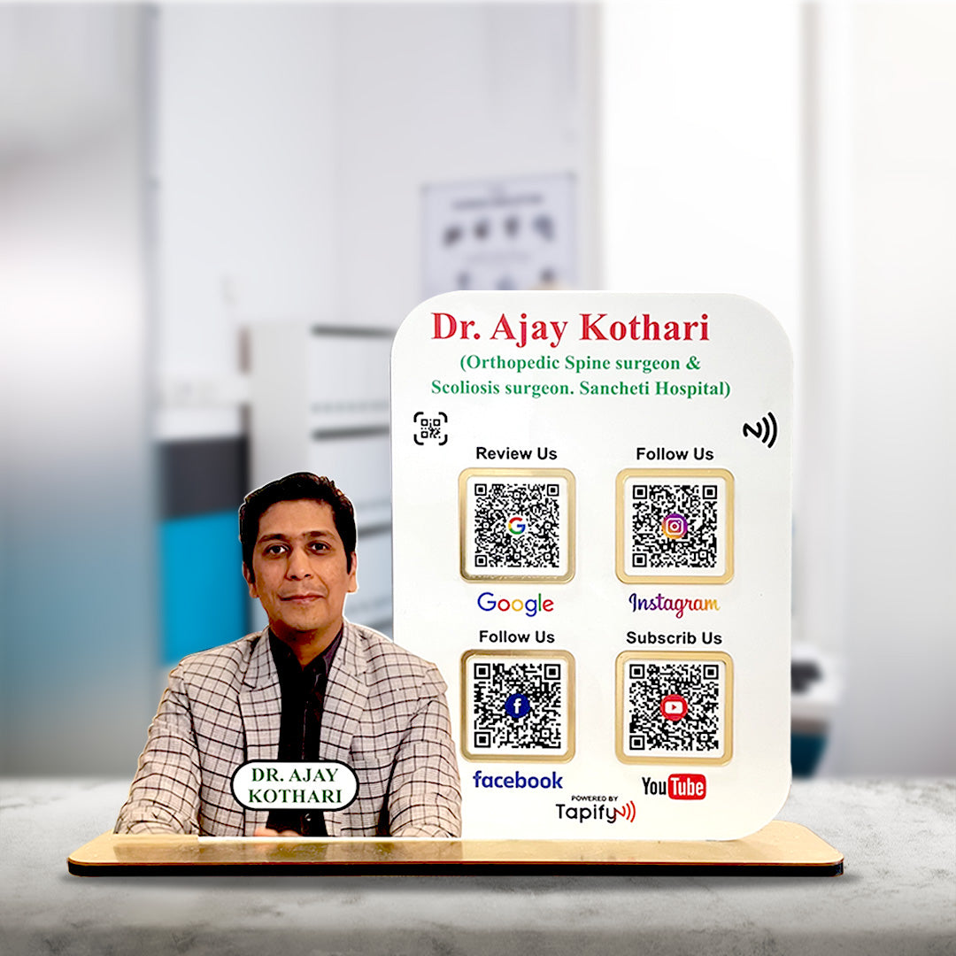 Doctor Cutout Shape - Smart NFC - 4 QR Table Top Standee