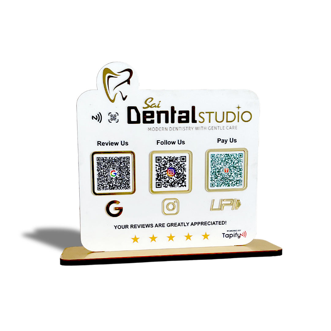 Smart NFC 3-in-1 Standee - Teeth Cutout | For Dentists