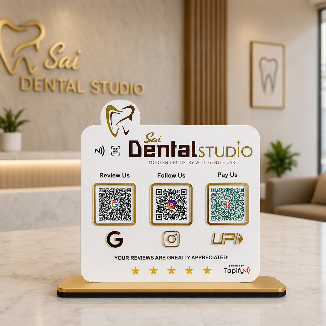 Smart NFC 3-in-1 Standee - Teeth Cutout | For Dentists