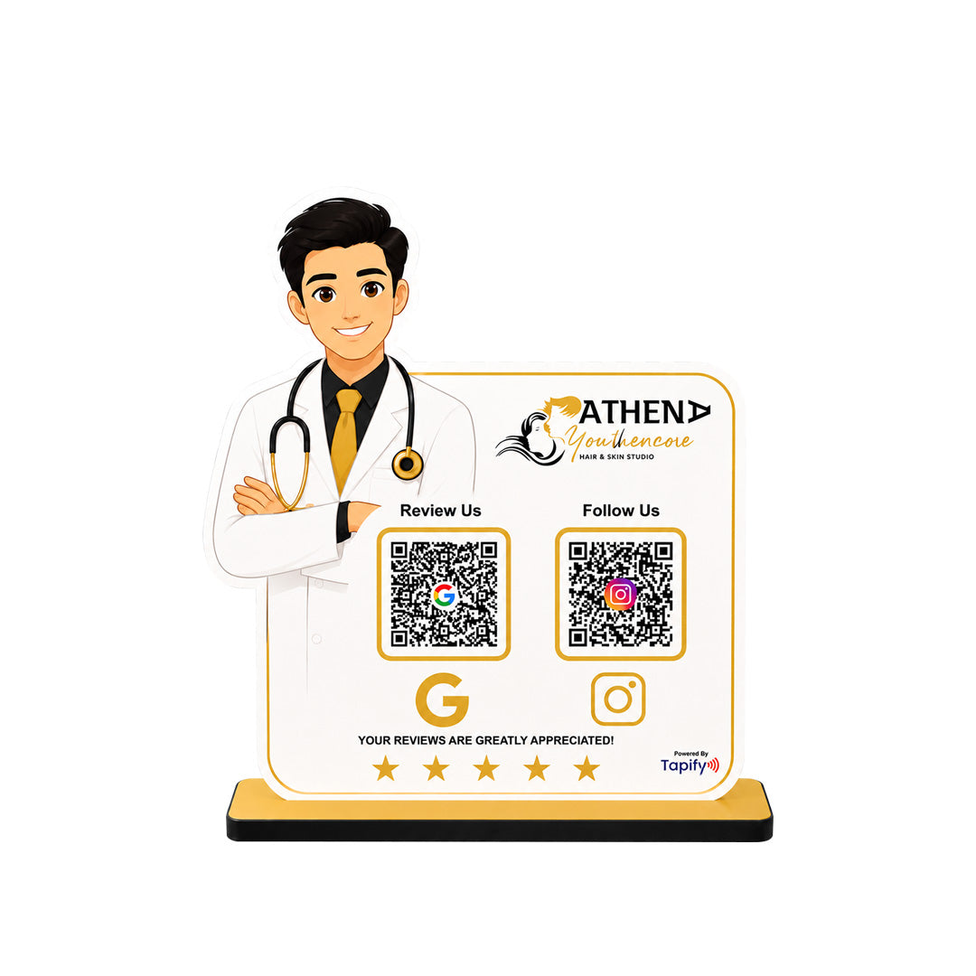 Doctor Cutout Shape - 2 QR Table Top Standee