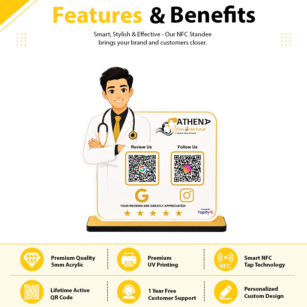 Doctor Cutout Shape - 2 QR Table Top Standee