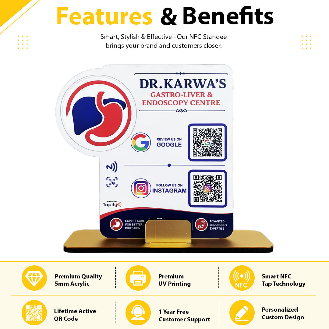 Gastro-Liver Logo Cutout Shaped - Smart NFC 2 QR Standee - For Hospitals