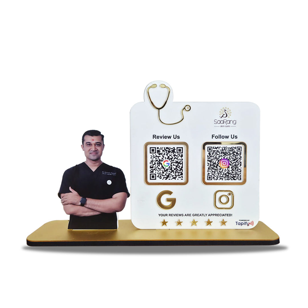 Doctor Cutout Shape - Smart NFC - 2 QR Table Top Standee