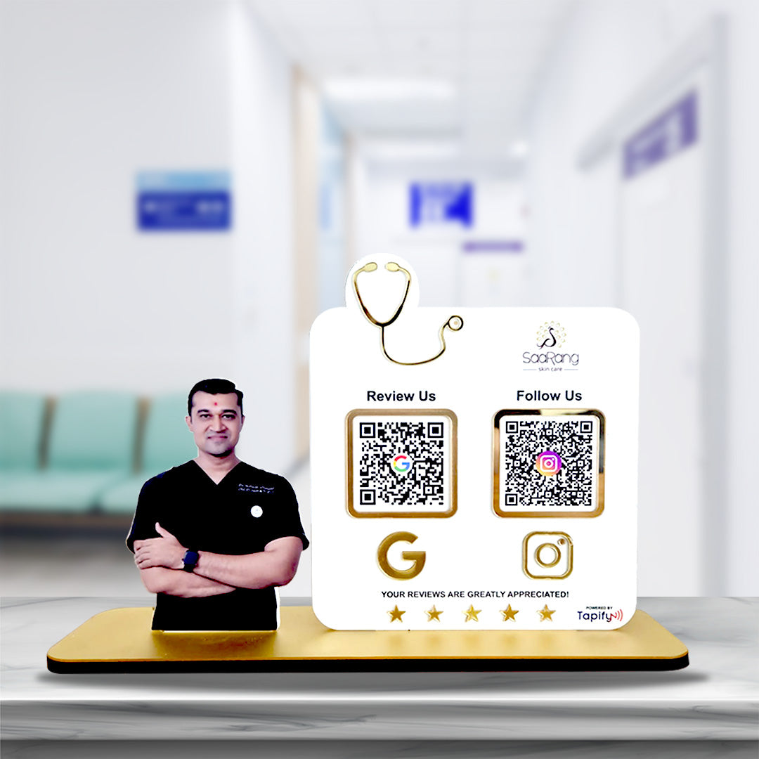 Doctor Cutout Shape - Smart NFC - 2 QR Table Top Standee